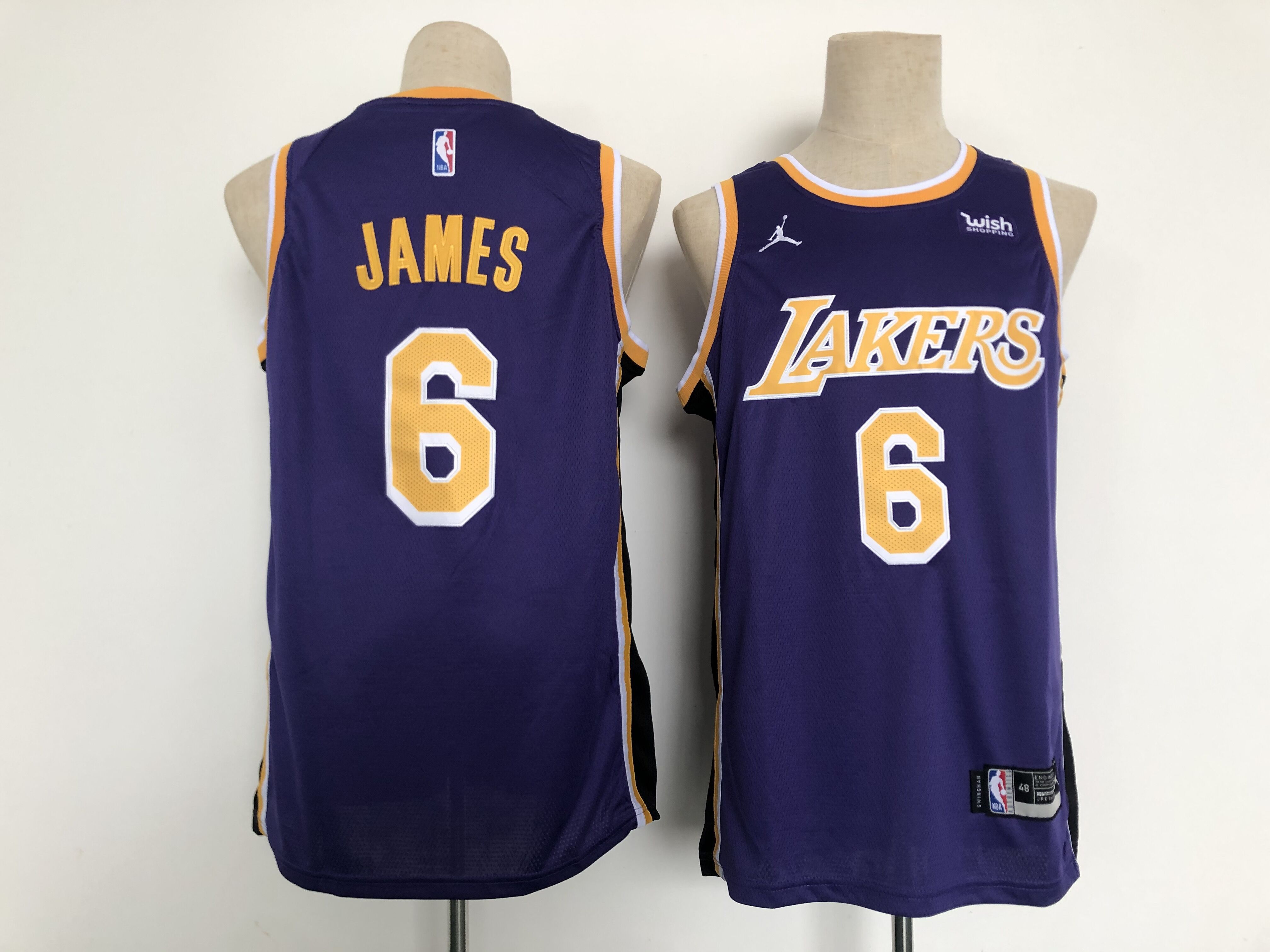 Men Los Angeles Lakers 6 James Purple Game 2021 NBA Jersey